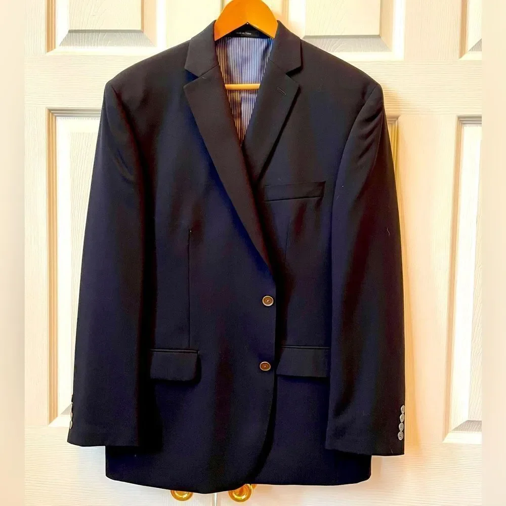 NAVY BLUE 2 BUTTON BLAZER BY CALVIN KLEIN SIZE 44R EUC